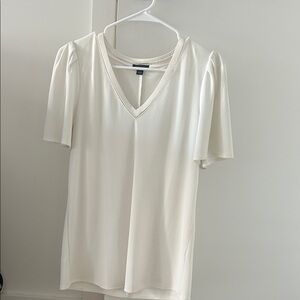 Ann Taylor Cream V-Neck Blouse